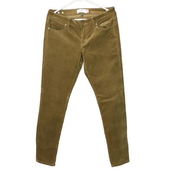 CABI Corduroy Pants 3567 Womens 8 Skinny Leg Olive Green Brown Stretch Moss - Picture 1 of 10